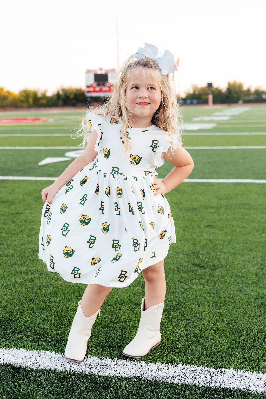 Baylor White Bear Flutter Twirl Dress