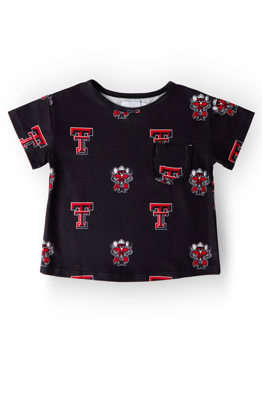 Texas Tech Black Raider Red Ruffle Pocket Tee